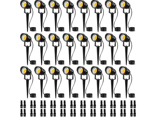 SUNVIE 24 Pack Low Voltage Landscape Lights LED 12W Landscape Lighting with connectors AC/DC 12V-24V Outdoor Spotlight IP65 Waterproof Tree Flag...