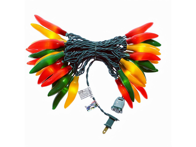 35 LED Red Green and Yellow Chili Pepper Christmas Lights, 18 Ft Green Wire House Decorative Lighting String, for Indoor and Outdoor Party,...