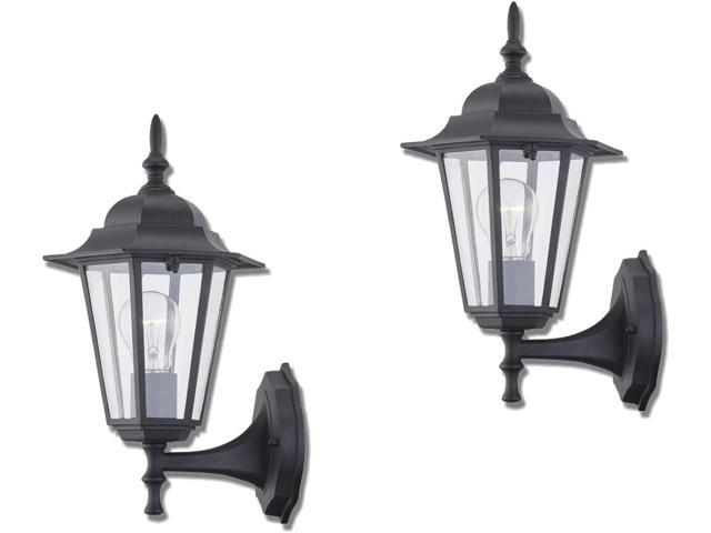 WISBEAM 2 Pack Outdoor Wall Light, Black Wall Sconce for House Porch Lighting Fixture, E26 Base 60W Max, Metal Housing Plus Glass, Wet Location.