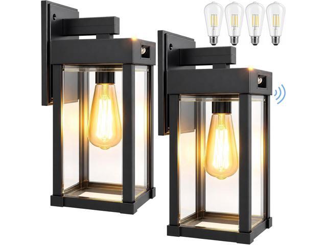 Solar Wall Lights Outdoor, Solar Sconce Lantern with 3 Lighting Modes & Motion Sensor, Porch Light Fixture Outside Waterproof with Clear Panel for...