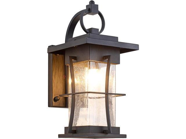 Outdoor Wall Sconces Light Fixtures Exterior Wall Lantern Outside House Lamps Waterproof Black Metal with Clear Seeded Glass, Perfect for Exterior...