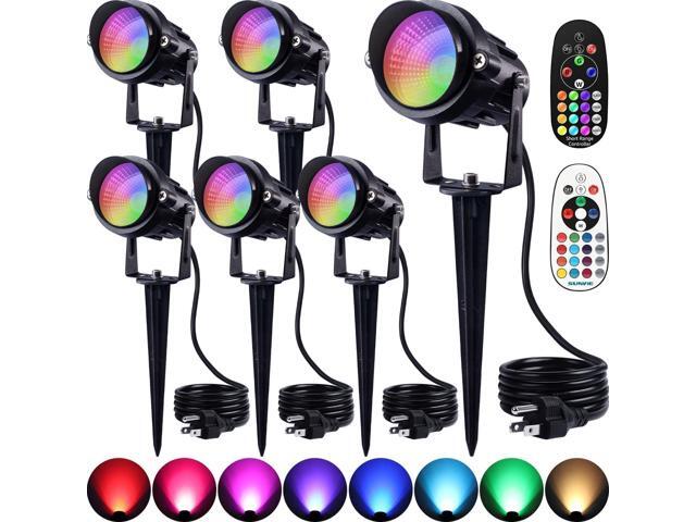 SUNVIE RGBW Spot Lights Outdoor Color Changing Landscape Lighting 12W LED Outdoor Spotlights with Remote Control 120V Waterproof Colored Spotlights.