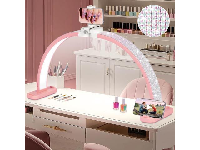 HITTI Super Large 31in Half Moon Light for Nail Desk, Foldable Arch Light for Nail Tech Lamp with Phone Stand, LED Table Lamp for Manicure,.