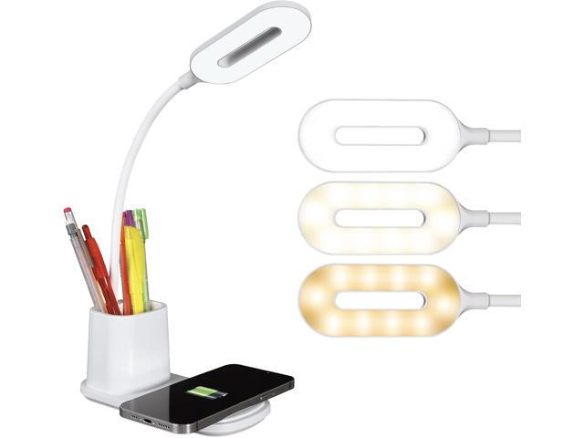 OttLite Organizer LED Desk Lamp with Wireless Charging - 3 Color Temperatures, Dimmable with Touch Activated Controls, Flexible Neck - Includes.