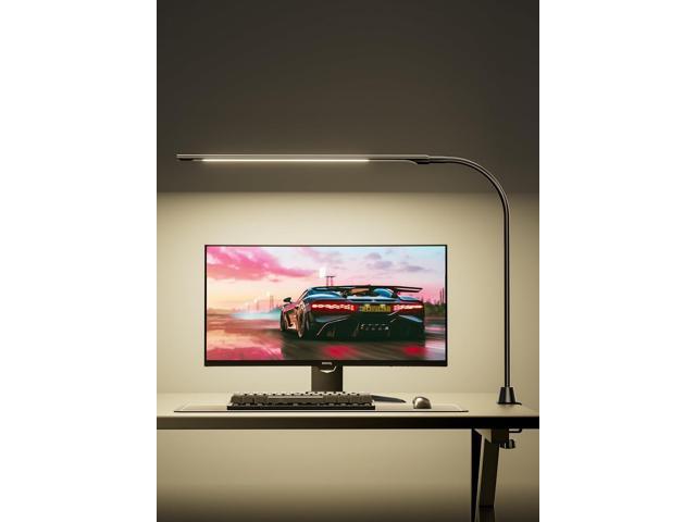 deeloop CRI 95+ LED Desk Light,16 Inches Ultra-Long Bright Desk Lamp, 5 Brightness Dimming 4000K Office Lamp with 360° Gooseneck Clamp Light for.