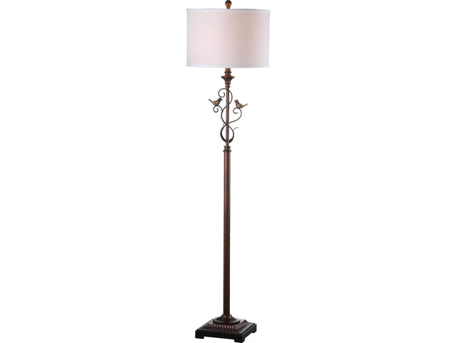 SAFAVIEH Lighting - Birdsong 61-Inch Standing Floor Lamp - Oil-Rubbed Bronze - Fabric Drum Shade - Transitional Branch Accent Design - Ideal for...