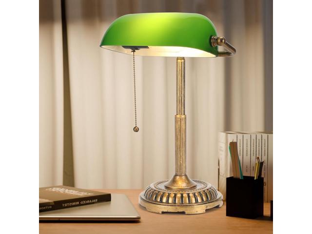NISSAFORS Bankers Lamp, Green Desk Lamp with Pull Switch, Vintage Table Lamps for Home Office, Library, Piano (Green)