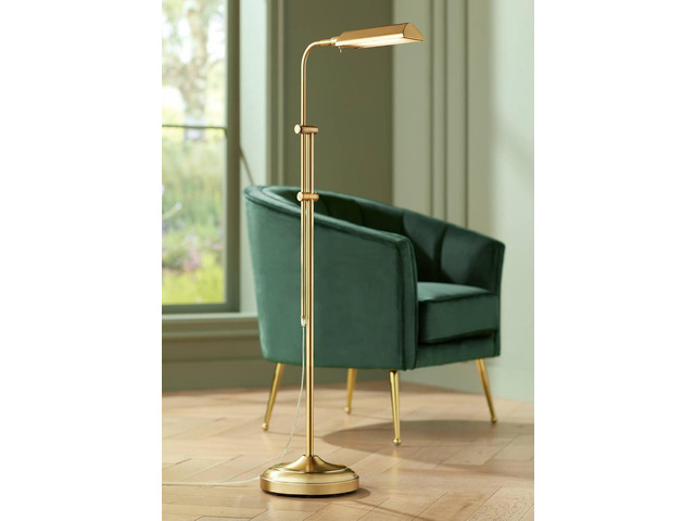 360 Lighting Culver Traditional Farmhouse Pharmacy Floor Lamp Standing LED Adjustable Height Plated 57' Tall Aged Brass Metal Shade Pole Light for...
