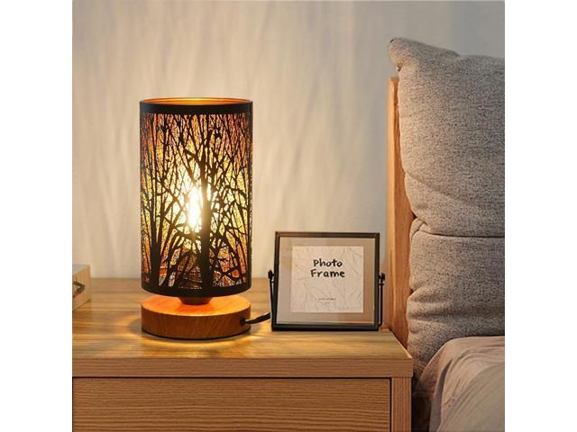 Small Industrial Table Lamps Dimmable, Bedside Lamps for Nightstand,End Table Side Desk lamp with Rustic Black Metal Cage Lampshade for Bedroom,.