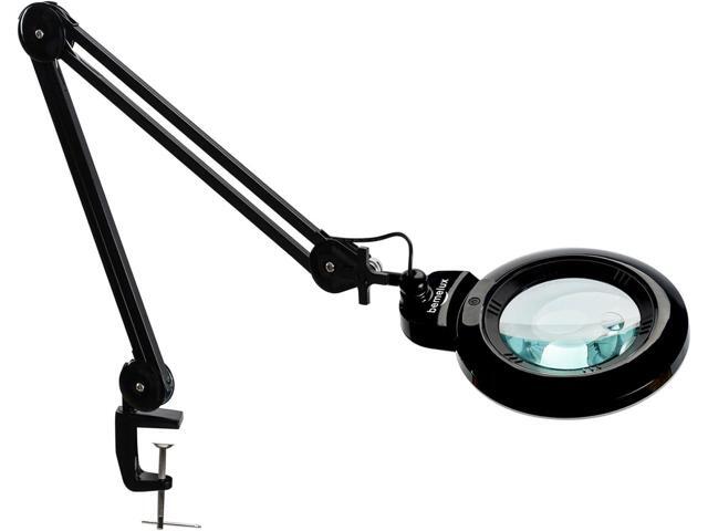 Bifocals Magnifying Desk Lamp with Clamp, 5 Diopter with 20 Diopter, 6 Inch Detachable Lens and 120PCS LEDs, 3 Color Modes 1200 Lumens Swivel Arm.