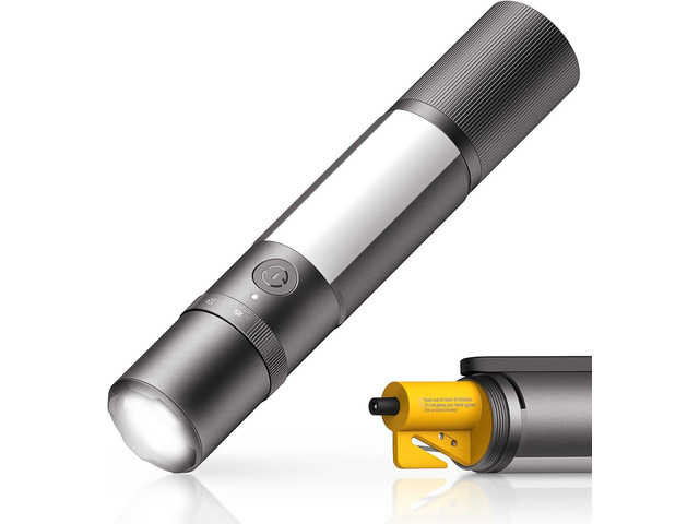 HOTO Emergency Flashlight Rechargeable, Magnetic LED Flashlight High Lumens with Window Glass Breaker Seatbelt Cutter, Zoomable Car Work Flash...