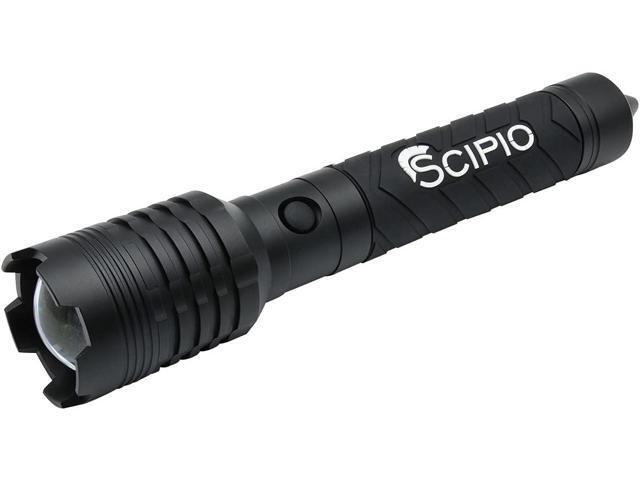 Scipio Tactical Rechargeable LED Flashlight - 4000 Lumens with Glass Breaker and Bright Light