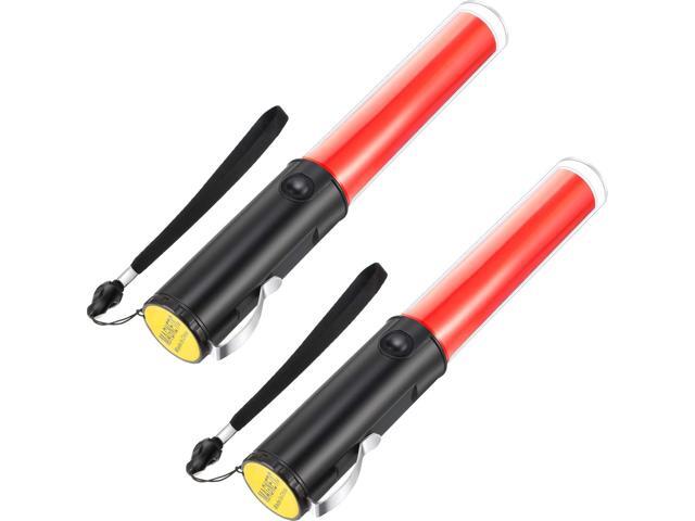 Weewooday 2 Pack 11 Inch Traffic Wand, LED Signal Safety Air Traffic Control Wands with Flashlight Baton with 3 Flashing Modes, Wand for Parking.