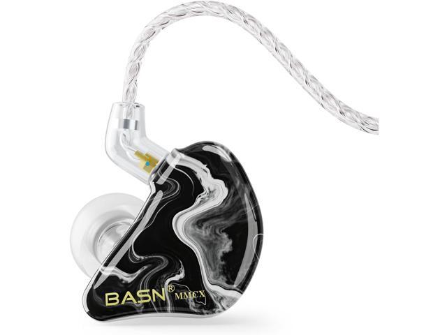 BASN Triple Driver in Ear Monitor Headphones for Musicians (Cosmic Black) noise isolating earphones with iem case, memory foams and 2 detachable.