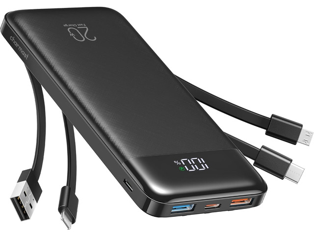 charmast Portable Charger Built-in Cables, 20000mAh Power Bank 6-Output Travel Fast Charging Battery Pack for iPhone 17/16/15 Samsung Android,...