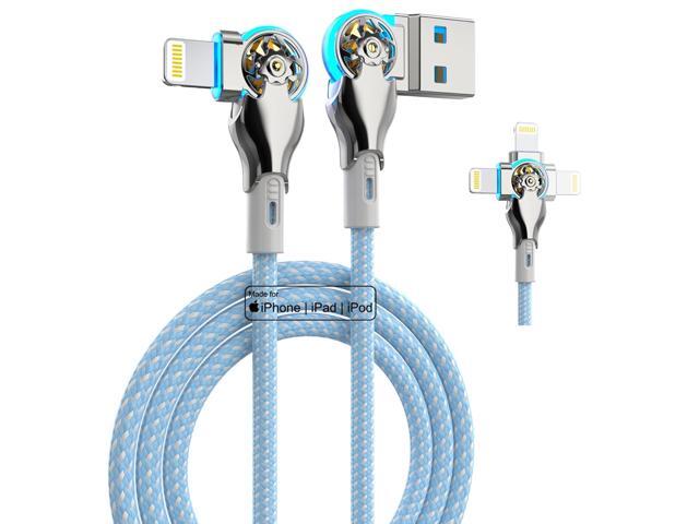 Bidirectional 90 Degree iPhone Charging Cable, 6FT Left & Right Angle Lightning Cable,High Speed Data Sync iPhone Lightning Charger Cable for iPhone.