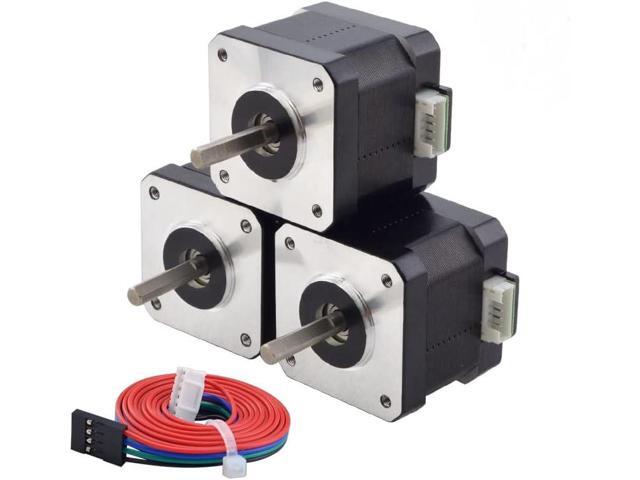 STEPPERONLINE Nema 17 Stepper Motor Bipolar 1.5A 42Ncm 42x42x38mm 1.8deg 4 Wires with 1m Cable and Connector (3 Pack)