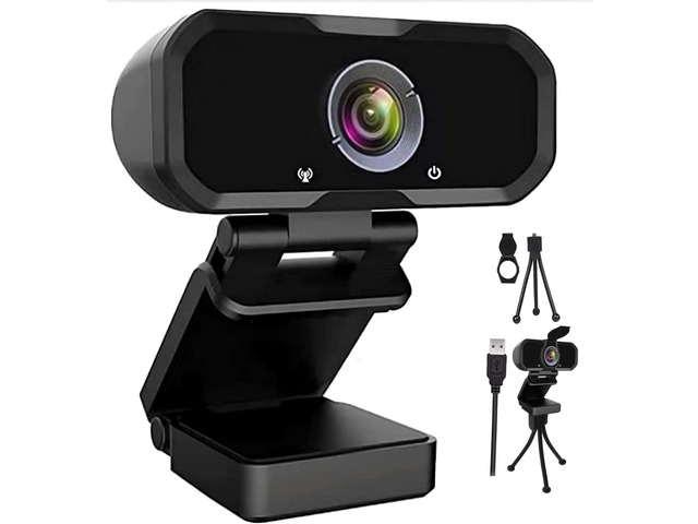Webcam 1080p HD Computer Camera Microphone Laptop USB PC Webcam with Tripod Stand, 110 Degree Live Streaming Widescreen Recording Pro Video Web...