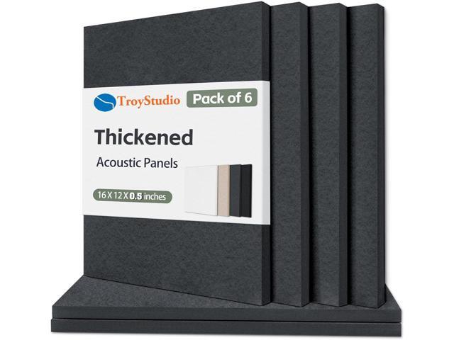 TroyStudio Thickened Acoustic Panels, 16 x 12 x 0.5 Inches Pack of 6 Felt Wall Decor Tiles Sound Absorbing Board, Noise Reverb Echo Dampening.