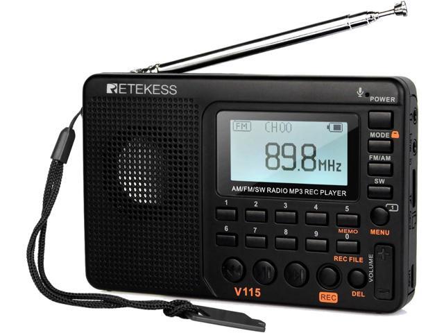 Retekess V115 Shortwave Radio, Digital Radio AM FM for Camping, Shortwave Receiver,1000mAh Rechargeable Battery, Presets, TF/AUX Playback,.