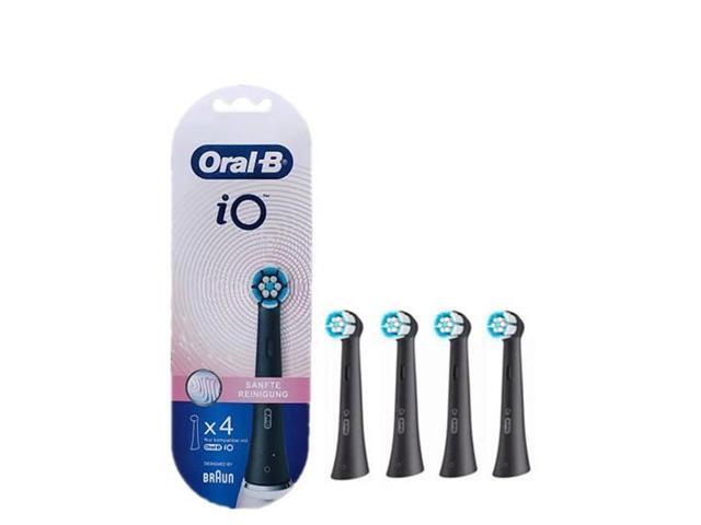 Replacement brush heads for the gentle and soft type toothbrushes of the Oral B brand (4 black ones)