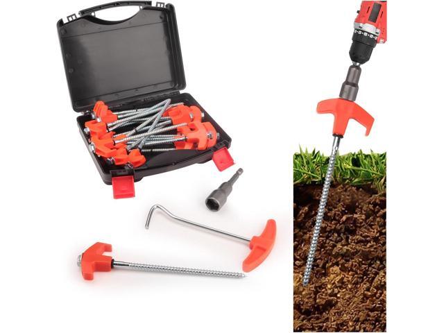 20 Pcs Tent Stakes Heavy Duty, 8 in Ground Anchors Screw in, Grow in the Dark Screw in Tent Stakes, Camping Stakes with Storage Box, Threaded Tent...