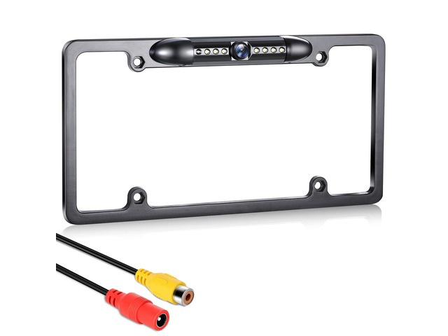 Backup Camera, AHD 1080P License Plate Camera, Night Vision Rear View Reverse Camera with 7 LEDs, Wide Angle IP69K Waterproof Rear Camera for...
