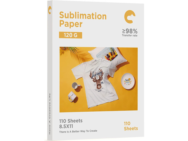 Hiipoo Sublimation Paper 8.5x11 Inch, Work with Sublimation Ink and E Sawgrass Inkjet Printers for Mugs T-Shirts Light Fabric and Other Sublimation...