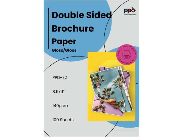 PPD 100 Sheets Inkjet Glossy Brochure and Flyer Paper 8.5x11 37lbs 140gsm Professional Quality Double Sided Instant Dry and Water-Resistant...