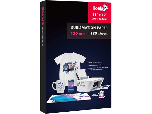 Koala Sublimation Paper 11x17 Inch 120gsm 120 Sheets, Apply for personalize Tumbler, Light Colored T-shirts and Other Sublimation Blanks, ONLY...