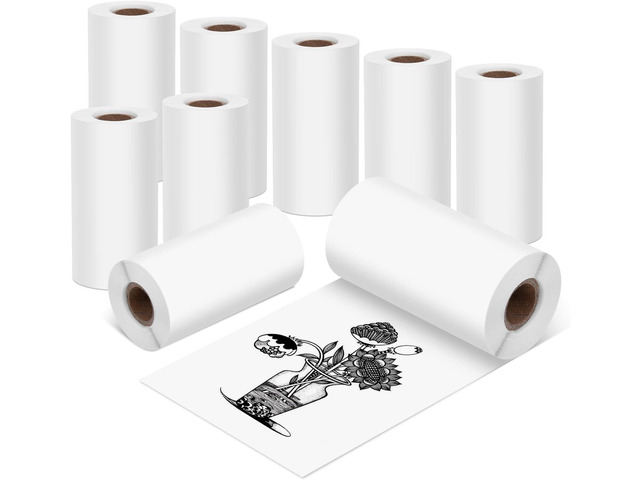 57x30mm Sticker Thermal Paper White 9 Rolls Self-Adhesive Thermal Printer Paper Roll for Mini Printer Instant Camera Paper Refill
