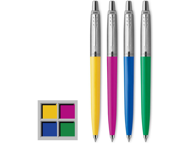 Parker Jotter Originals Ballpoint Pen Collection, Assorted Retro Finishes, Medium Point, Black Ink, 4 Count - Colorful Stationary, Desk Essentials,...