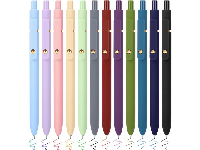 FIOVER Colored Pens, 12 Pack Colorful Gel Pens, Quick-Dry 0.7mm Medium Point for Journaling, Note Taking, Doodling, Aesthetic Office School...