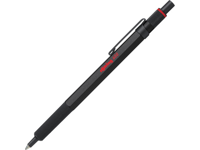 rOtring 600 Ballpoint Pen, Medium Point, Black Ink, Black Barrel, Refillable, 1 Count - Smooth Writing, Style, Comfort, Non-Slip Grip