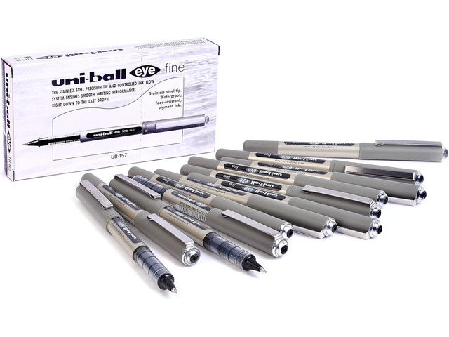 uni-ball UB-157 Eye Rollerball Pens. Premium Fine 0.7mm Ballpoint Tip for Super Smooth Handwriting, Drawing, Art, Crafts and Colouring. Fade and...