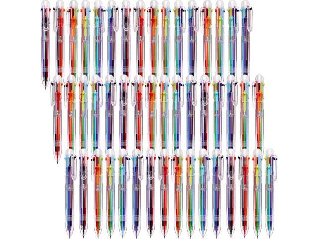 JPSOR 48 Pack Multicolor Pen for Kids 6-in-1, Transparent Barrel Pen 6-Color 0.5mm Retractable Ballpoint Pens for Office School Supplies Students Gift