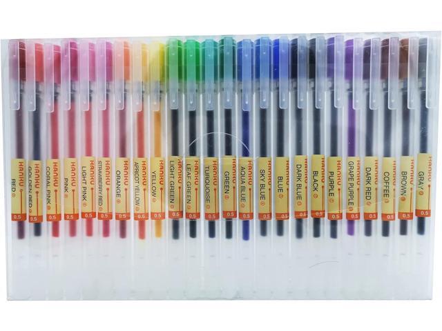 BEIWO Premium Gel Ink Ball Point Pen, [0.5mm] Fine Point 24 Color Pens, Smooth Writing Gel Pen for Office School Stationery Supply