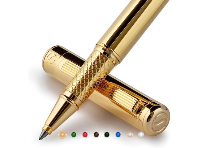 Scriveiner Gold Rollerball Pen - Stunning Luxury Pen, Real Gold Plating, Schmidt Ink Refill, Best Roller Ball Pen Gift Set for Men & Women,...
