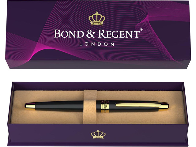 Bond & Regent 24 Karat Gold Luxury Rollerball Pen - Fancy Executive Professional Writing Gift Set for Men & Women, Nice Pens, Gloss Black