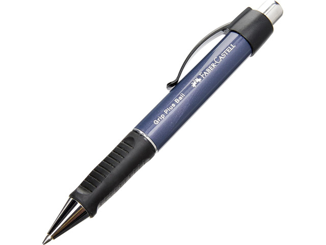 FABER-CASTELL Grip Plus Ball 140732 ballpoint pen, refill M, blue metallic barrel, blue ink colour, 1 piece