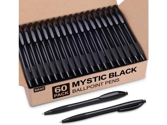 Pens Bulk, 60 Pack Black Gripped Slimster Ballpoint Pens Black Ink 1.0mm Medium Point Smooth Writing, Click Pens with Comfort Grip for Teachers,...