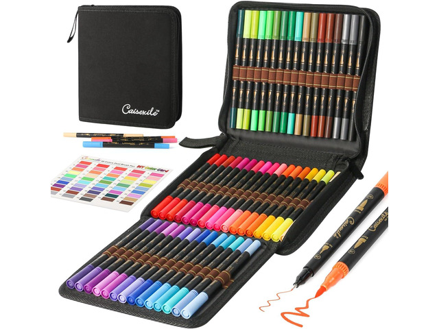 48 Color Duo Tip Pens Art Markers Set,96 Nibs Fine and Brush Tip for Adult Coloring Book Journaling Note Taking Lettering Calligraphy Drawing Pens...