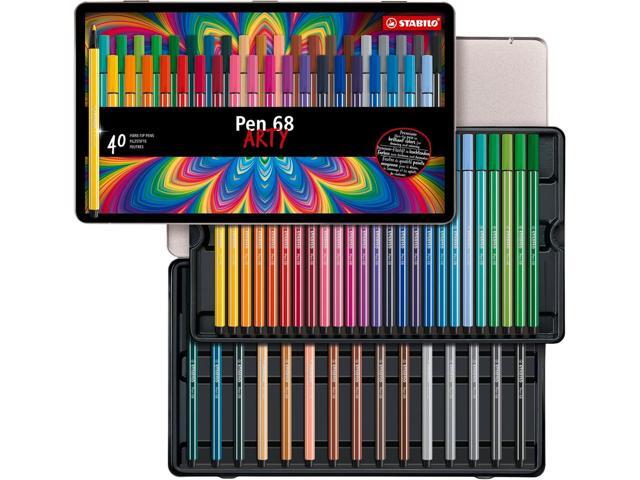 STABILO - Pen 68 - Premium Fibre-Tip Pen - ARTY - Tin of 40 - Assorted colors
