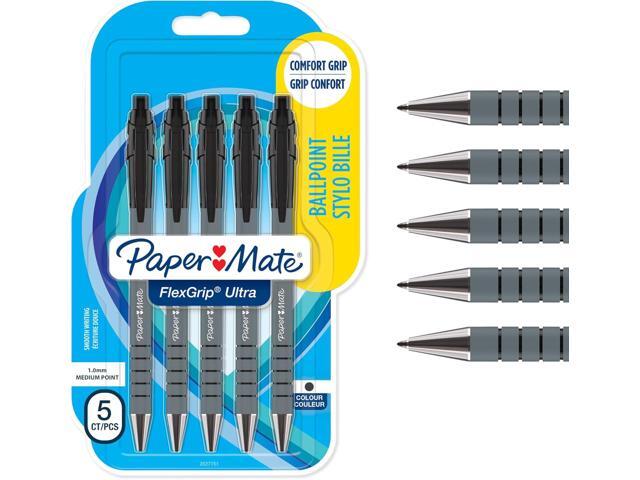 Paper Mate Flexgrip Ultra Retractable Ballpoint Pens Medium Point (1.0mm) Black 5 Count