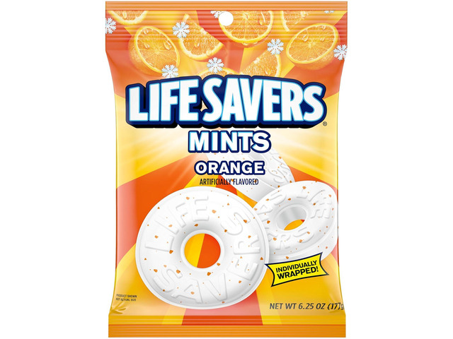 Life Savers Orange Mints, Individually Wrapped, for Snacking, Sharing, Office Parties, and Pantry Stocking, 6.25 Ounces (12 Hard Candy Bags)