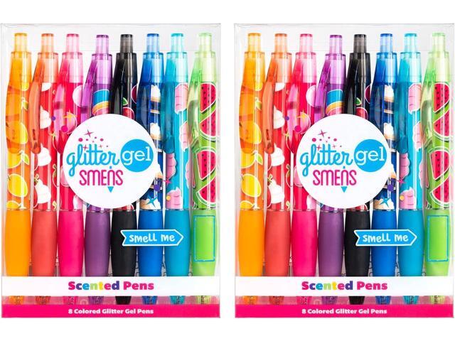 Scentco Glitter Gel Smens (2 Pack) - Gourmet Scented Pens, Colored Glitter Gel Ink, Medium Point, 8 Count