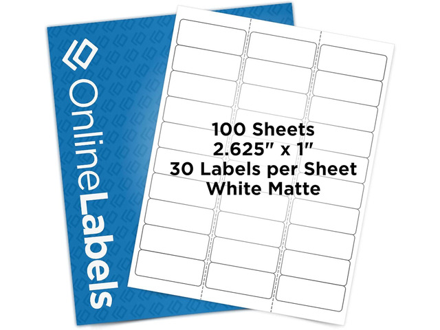 OnlineLabels 2.625' x 1' Address & Mailing Labels Permanent Adhesive, White Matte for Address, Shipping, & Barcodes for Inkjet & Laser Printers ...