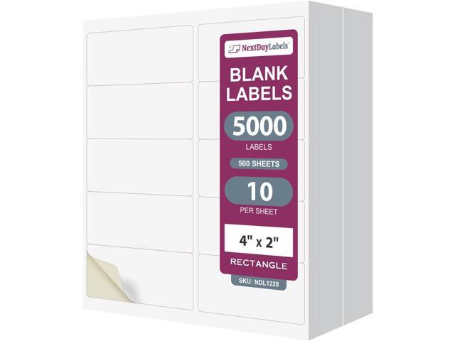 NextDayLabels 4x2 Inch Rectangle Stickers White Blank Labels for Laser Inkjet Printer - 10 Per Sheet Self-Adhesive Product Barcode Inventory Made.