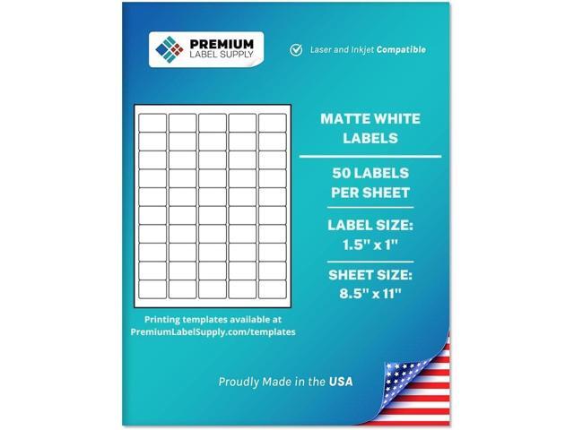 Premium Label Supply White Sticker Barcode Labels 1.5' x 1' Laser/Inkjet Compatible (50 per Sheet), 100 Sheets 5000 Total Adhesive Labels