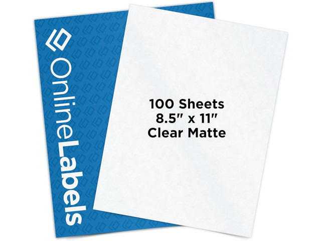 8.5 x 11 Clear Frosted Matte Sticker Paper (Inkjet Printers Only) - 100 Sheets - Full Sheet Labels - OnlineLabels